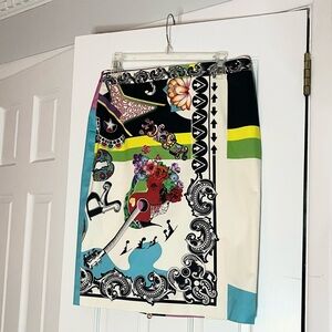 🎨 Versace Multicolor Spring Graphic Pencil Skirt Luxury